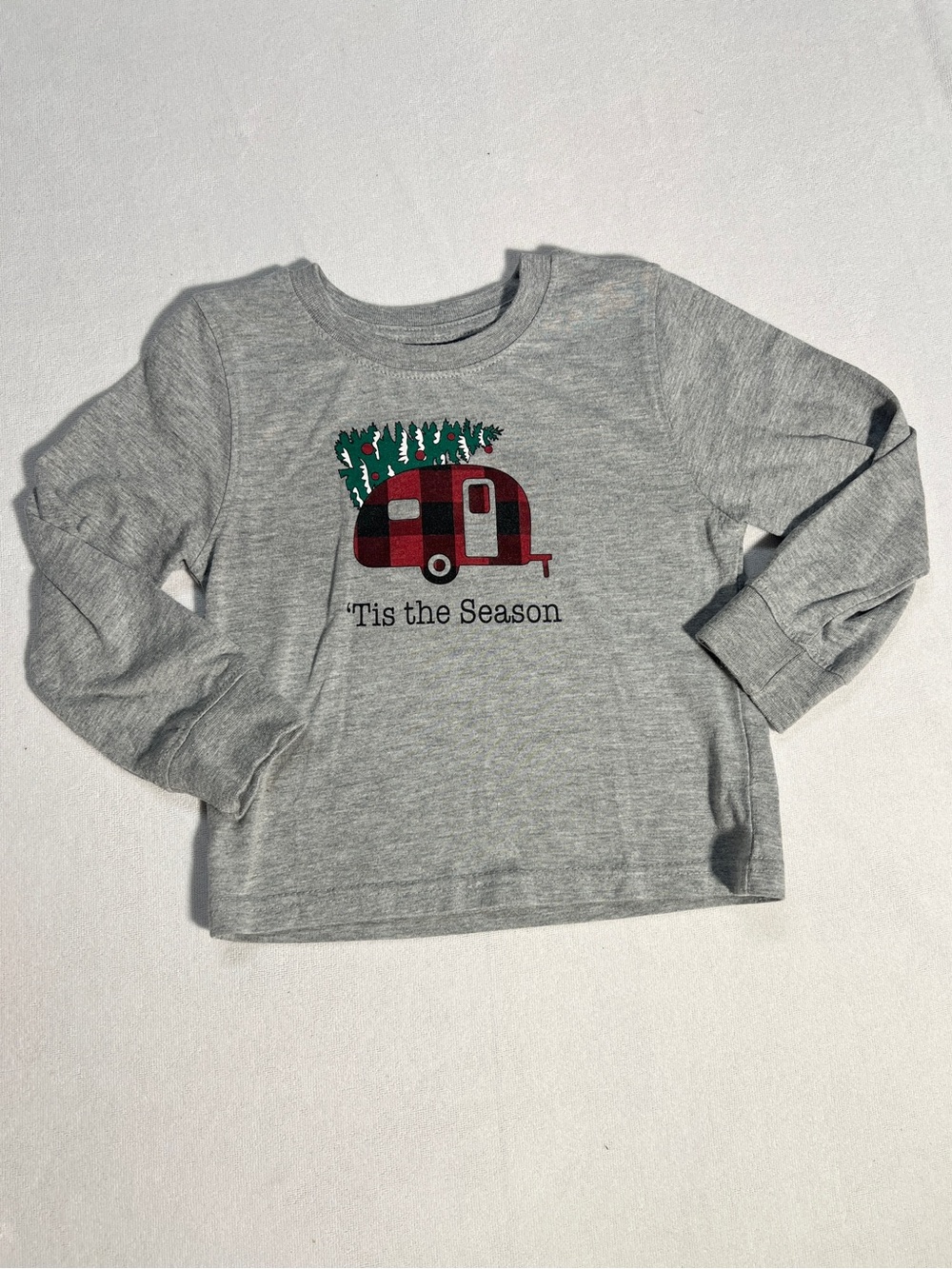 Garanimals Toddler Holiday Camper Long Sleeve Graphic Top - Gray - Size 2T